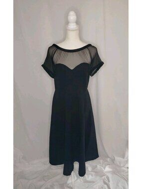 Torrid Mesh Scuba Illusion Sweetheart Neck Black Stretch Midi Dress Goth Sz. 16